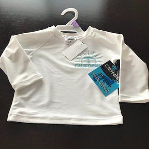 New Unisex Toddler Rash Guard SPF50  Swim Top Shirt - Long Sleeve White 12 Month